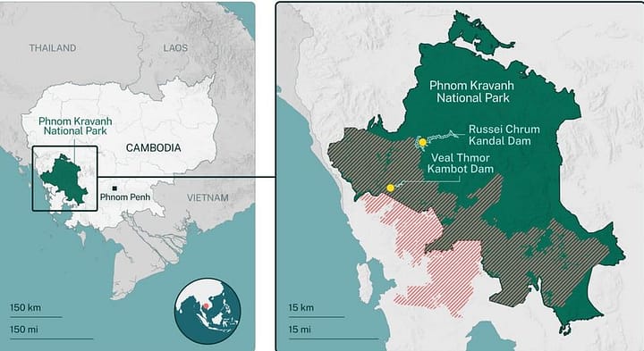 Una diga sul Russei Chrum nel parco di Phnom Kravanh