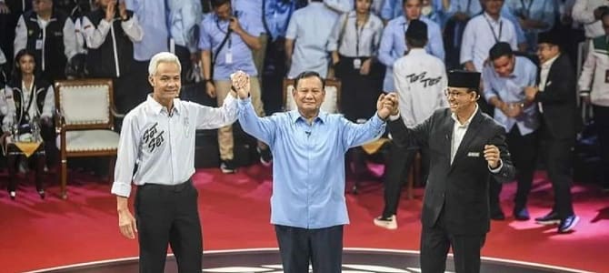 I tre contendenti alla presidenza indonesiana a febbraio 2024